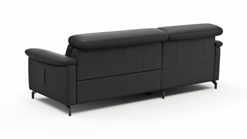 Ecksofa Paulina - Longchair links und 1-Sitzer, Kopfteil verstellbar motorisch, TV-Funktion motorisch, Leder, Schwarz