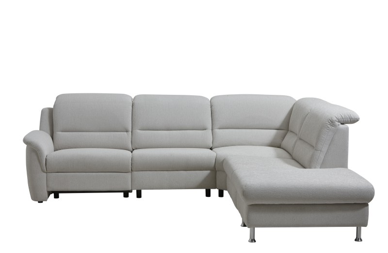 Ecksofa Cornella Plus - 2-Sitzer links mit Ecke und Abschlussteil rechts inkl. Relaxfunktion (motorisch), Kopfteilverstellung, Stoff, Creme
