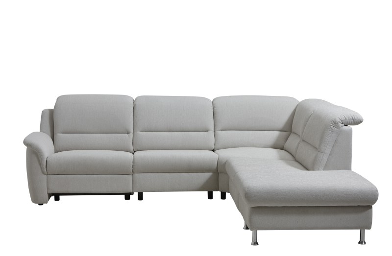 Ecksofa Cornella Plus - 2-Sitzer links mit Ecke und Abschlussteil rechts inkl. Relaxfunktion (motorisch), Kopfteilverstellung, Stoff, Creme
