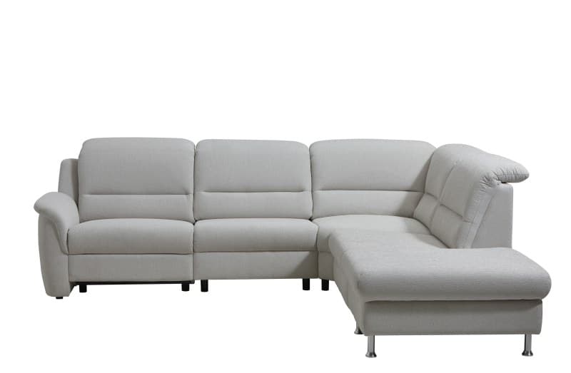 Ecksofa Cornella Plus - 2-Sitzer links mit Ecke und Abschlussteil rechts inkl. Relaxfunktion (motorisch), Kopfteilverstellung, Stoff, Creme