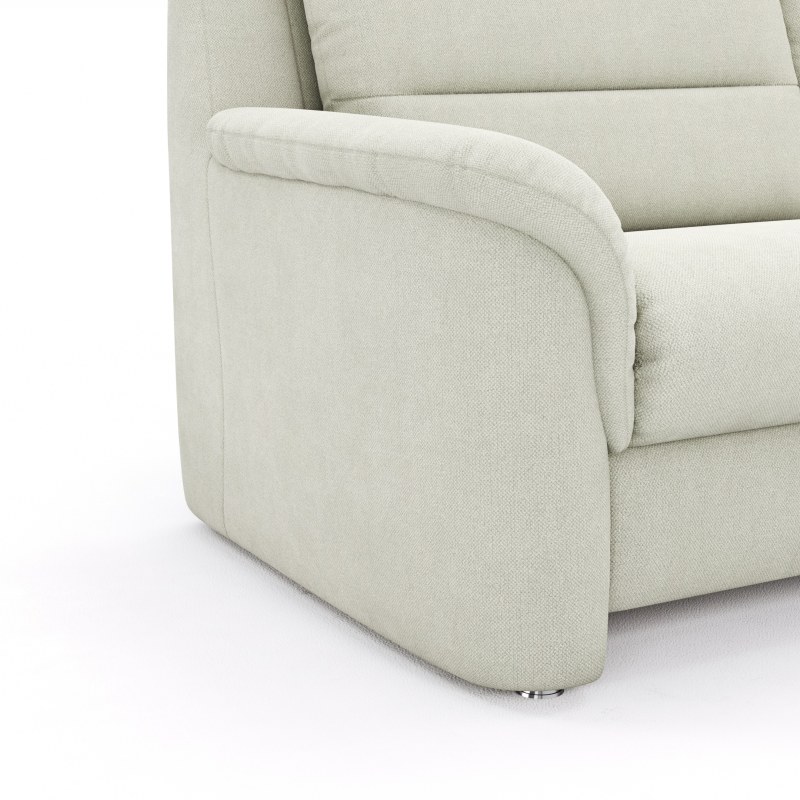 Ecksofa Cornella Plus - 2-Sitzer links mit Ecke und Abschlussteil rechts, Stoff, Creme