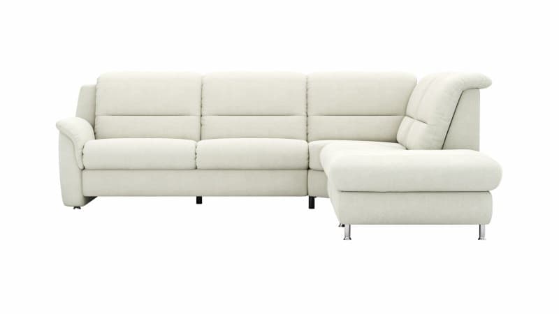Ecksofa Cornella Plus - 2-Sitzer links mit Ecke und Abschlussteil rechts, Stoff, Creme