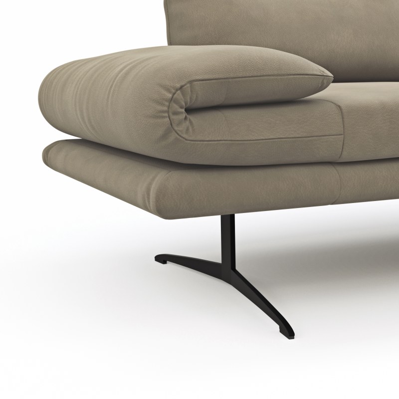 Ecksofa Lucero - 2-Sitzer mit Longchair rechts, Leder, Taupe