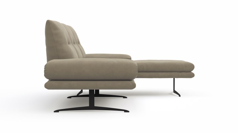 Ecksofa Lucero - 2-Sitzer mit Longchair rechts, Leder, Taupe