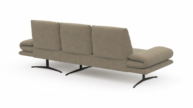 Ecksofa Lucero - 2-Sitzer mit Longchair rechts, Leder, Taupe