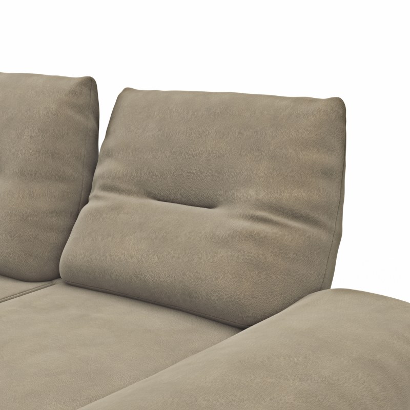 Ecksofa Lucero - Longchair links mit 2-Sitzer rechts, Leder, Taupe