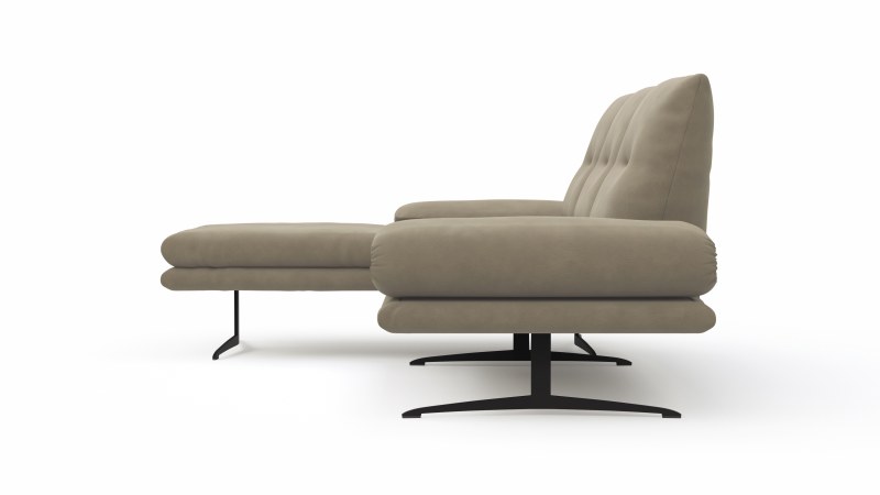 Ecksofa Lucero - Longchair links mit 2-Sitzer rechts, Leder, Taupe