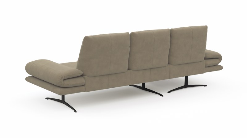 Ecksofa Lucero - Longchair links mit 2-Sitzer rechts, Leder, Taupe