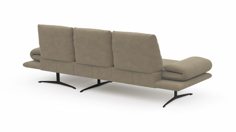 Ecksofa Lucero - 2-Sitzer mit Longchair rechts inkl. Rückenlehne/ Sitztiefe/ Armlehne verstellbar und Drehsitz, Leder, Taupe