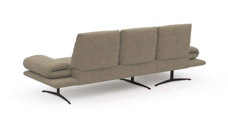 Ecksofa Lucero - Longchair mit 2-Sitzer rechts inkl. Rückenlehne/ Sitztiefe/ Armlehne verstellbar und Drehsitz, Leder, taupe