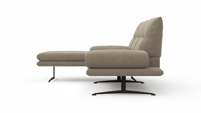 Ecksofa Lucero - Longchair mit 2-Sitzer rechts inkl. Rückenlehne/ Sitztiefe/ Armlehne verstellbar und Drehsitz, Leder, taupe