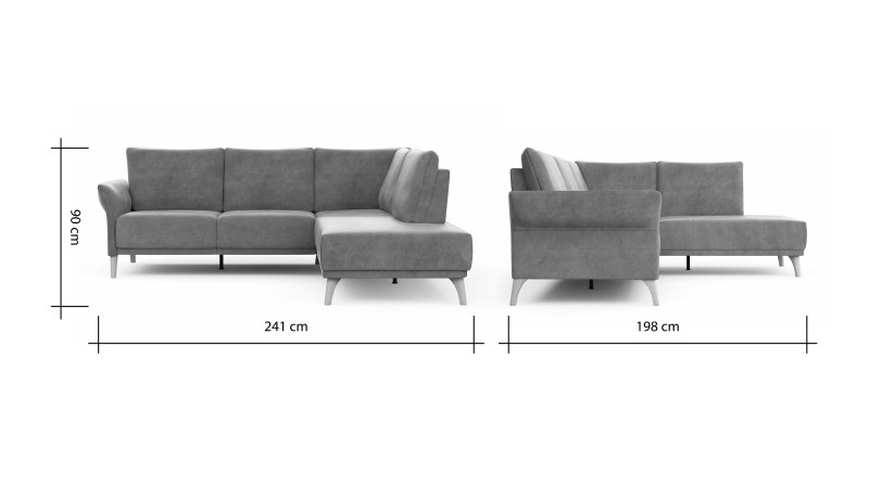 Ecksofa Rosario - 2-Sitzer mit Ecke rechts, Stoff, Cognac