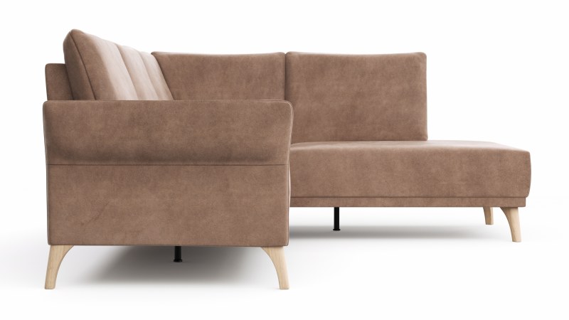 Ecksofa Rosario - 2-Sitzer mit Ecke rechts, Stoff, Cognac