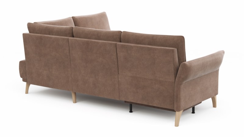 Ecksofa Rosario - 2-Sitzer mit Ecke rechts inkl. Relaxfunktion (motorisch), Sitzvorzug und Armlehne klappbar, Stoff, Cognac