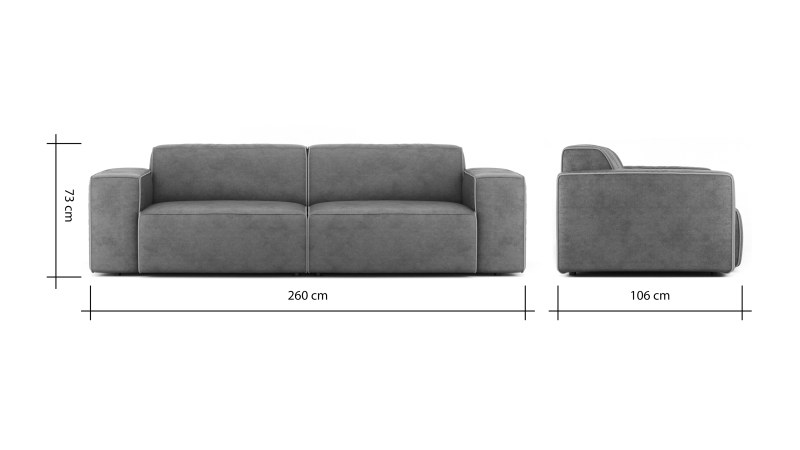Sofa Elementos - 3-Sitzer, Stoff, Hellgrau