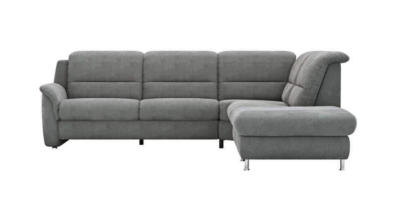 Ecksofa Cornella Plus - 2-Sitzer links mit Ecke und Abschlussteil rechts, Stoff, Anthrazit