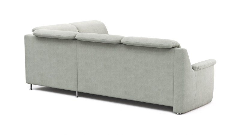 Ecksofa Cornella Plus - 2-Sitzer links mit Ecke und Abschlussteil rechts, Stoff, Granit