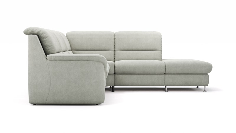 Ecksofa Cornella Plus - 2-Sitzer links mit Ecke und Abschlussteil rechts, Stoff, Granit