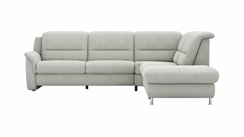 Ecksofa Cornella Plus - 2-Sitzer links mit Ecke und Abschlussteil rechts, Stoff, Granit