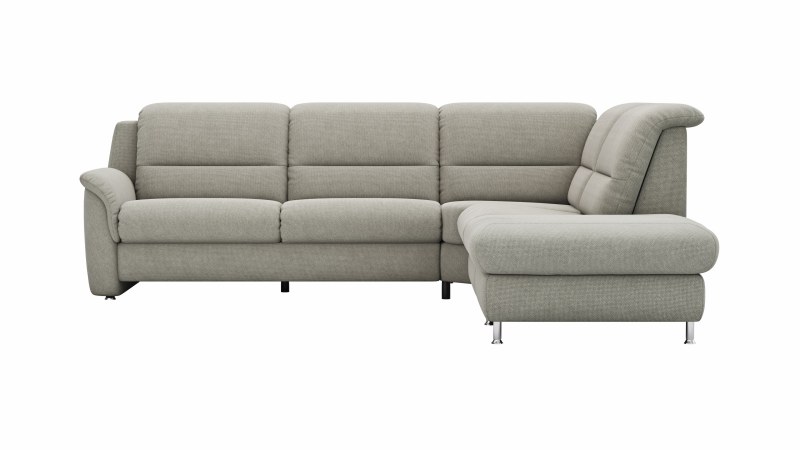 Ecksofa Cornella Plus - 2-Sitzer links mit Ecke und Abschlussteil rechts, Stoff, Nougat