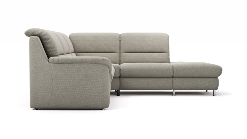 Ecksofa Cornella Plus - 2-Sitzer links mit Ecke und Abschlussteil rechts, Stoff, Nougat
