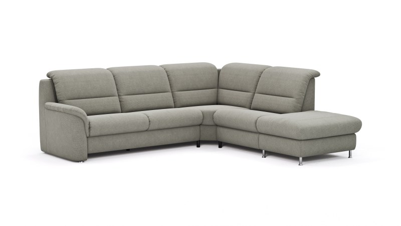 Ecksofa Cornella Plus - 2-Sitzer links mit Ecke und Abschlussteil rechts, Stoff, Nougat