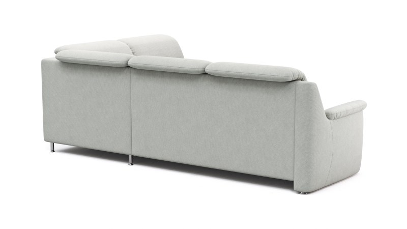 Ecksofa Cornella Plus - 2-Sitzer links mit Ecke und Abschlussteil rechts, Stoff, Hellgrau