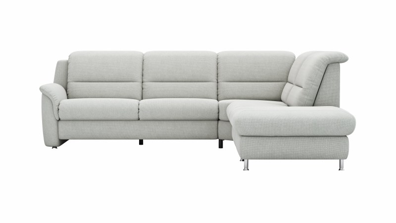 Ecksofa Cornella Plus - 2-Sitzer links mit Ecke und Abschlussteil rechts, Stoff, Hellgrau