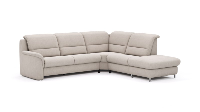 Ecksofa Cornella Plus - 2-Sitzer links mit Ecke und Abschlussteil rechts, Stoff, Rosé