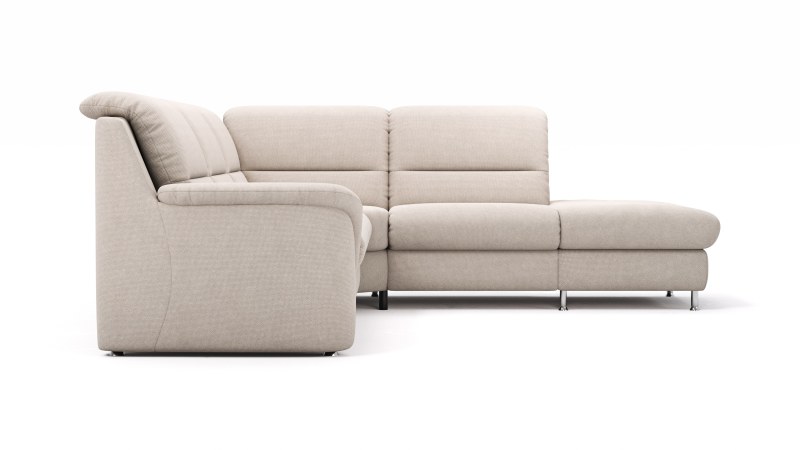 Ecksofa Cornella Plus - 2-Sitzer links mit Ecke und Abschlussteil rechts, Stoff, Rosé
