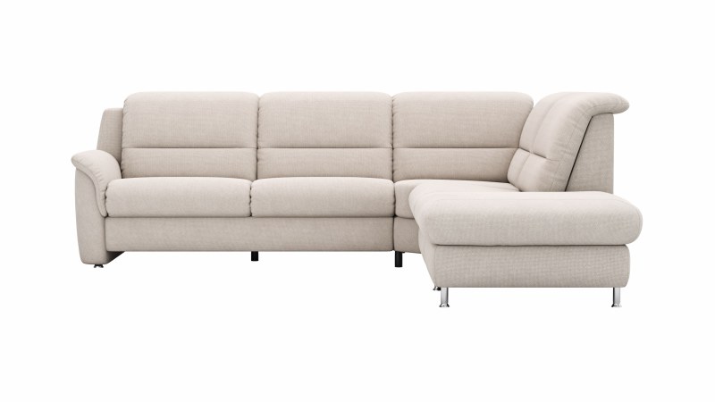 Ecksofa Cornella Plus - 2-Sitzer links mit Ecke und Abschlussteil rechts, Stoff, Rosé