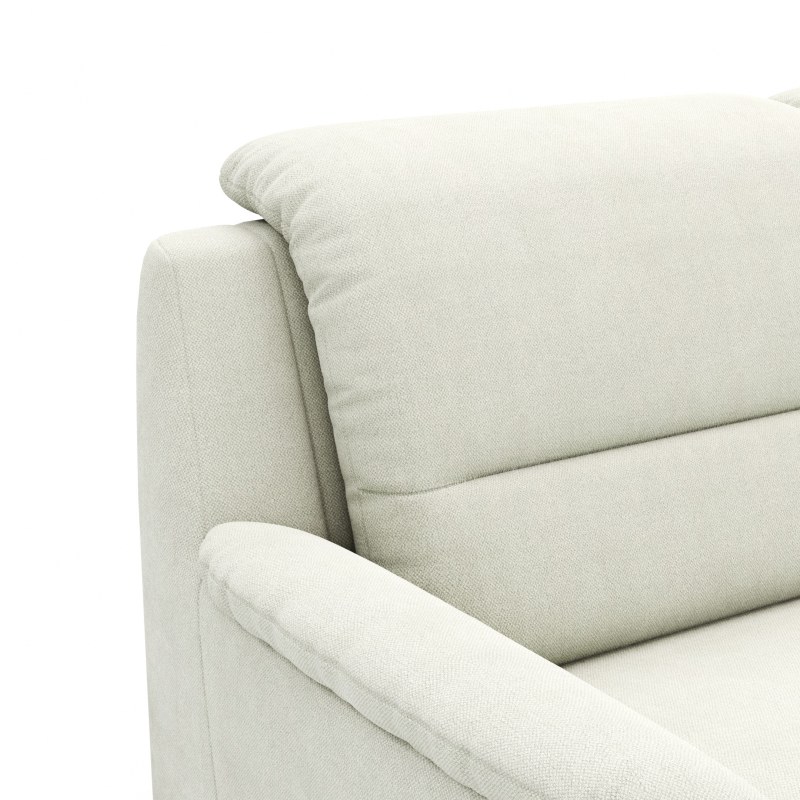 Ecksofa Cornella Plus - 2-Sitzer links mit Ecke und Abschlussteil rechts inkl. Relaxfunktion (motorisch), Kopfteilverstellung und Stauraum, Stoff, Creme