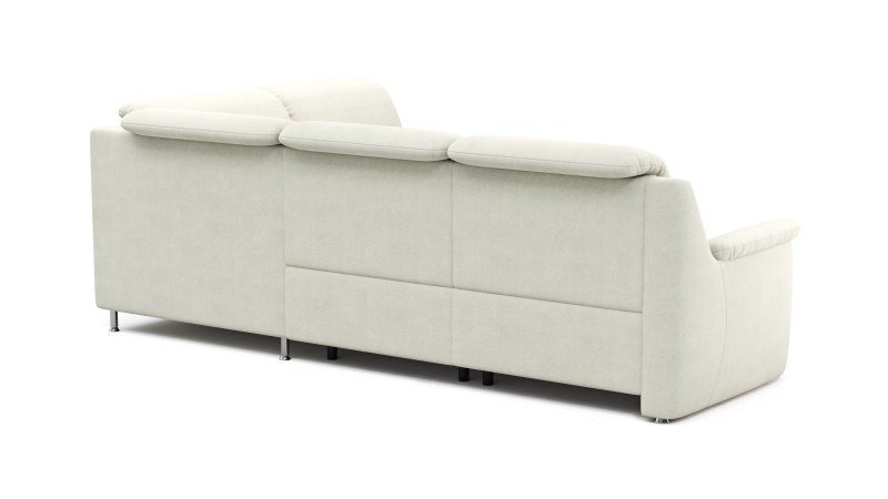 Ecksofa Cornella Plus - 2-Sitzer links mit Ecke und Abschlussteil rechts inkl. Relaxfunktion (motorisch), Kopfteilverstellung und Stauraum, Stoff, Creme