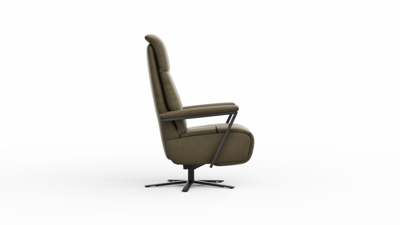 Drehsessel Enno Lazyline - Größe M inkl. Relaxfunktion, Leder Olive