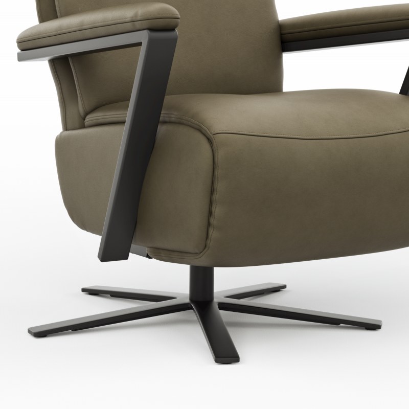 Drehsessel Enno Lazyline - Größe M inkl. Relaxfunktion, Leder Olive