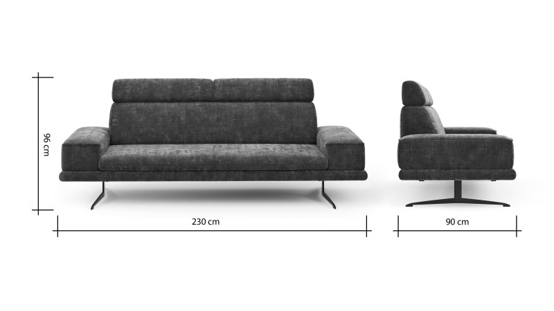 Sofa Hubertus - 2,5-Sitzer, Stoff, Blau