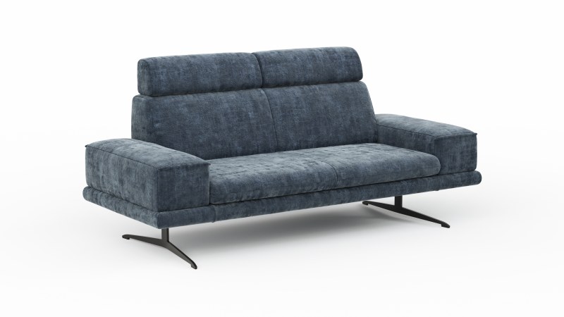 Sofa Hubertus - 2-Sitzer, Stoff, Blau