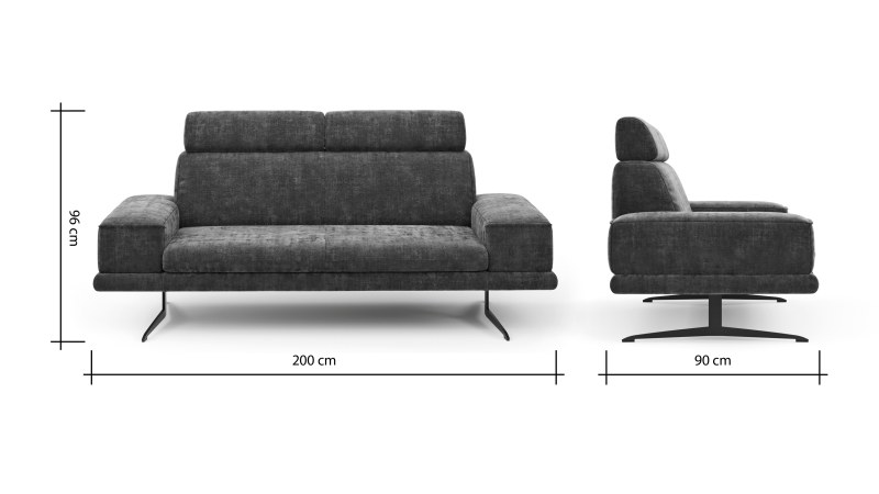 Sofa Hubertus - 2-Sitzer, Stoff, Blau