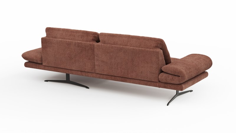 Ecksofa Hubertus - 1,5-Sitzer mit Longchair rechts, Rückenlehne/Armlehne verstellbar, Stoff, Rost