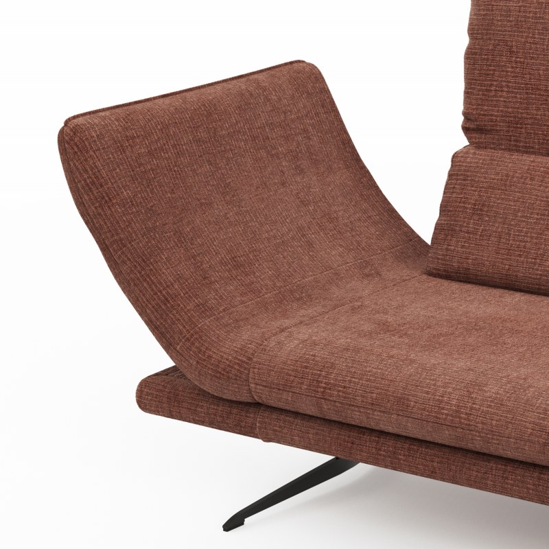 Ecksofa Hubertus - 1,5-Sitzer mit Longchair rechts, Rückenlehne/Armlehne verstellbar, Stoff, Rost