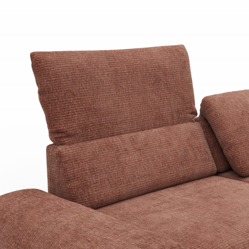Ecksofa Hubertus - 1,5-Sitzer mit Longchair rechts, Rückenlehne/Armlehne verstellbar, Stoff, Rost