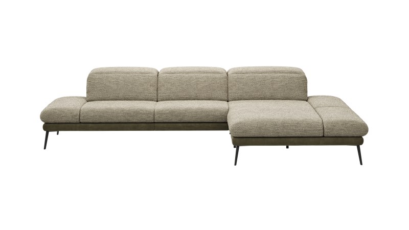 Ecksofa Elena - 2,5-Sitzer und Longchair rechts, Stoff Limette