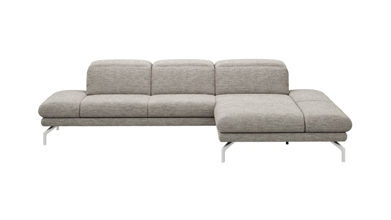 Ecksofa Elena - 2-Sitzer mit Longchair rechts, Stoff, Silbergrau