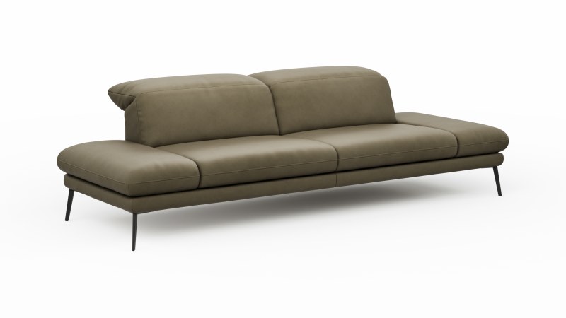 Sofa Elena - 2,5-Sitzer, Leder, Olive