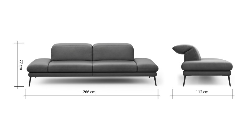 Sofa Elena - 2,5-Sitzer, Leder, Olive