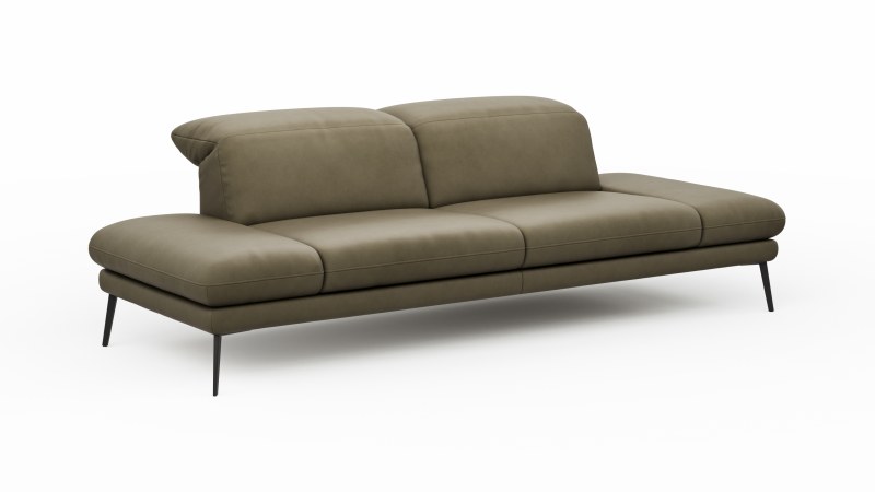 Sofa Elena - 2-Sitzer, Leder, Olive