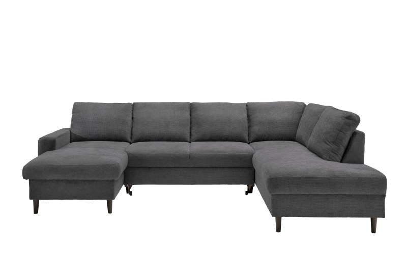 Wohnlandschaft - Longchair mit 2-Sitzer und Ecke rechts, Liegefunktion, Stoff, Anthrazit