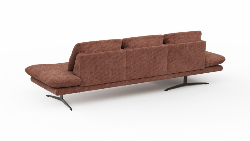 Ecksofa Hubertus - Longchair links mit 2-Sitzer, Rückenlehne/Armlehne verstellbar, Stoff, Rost