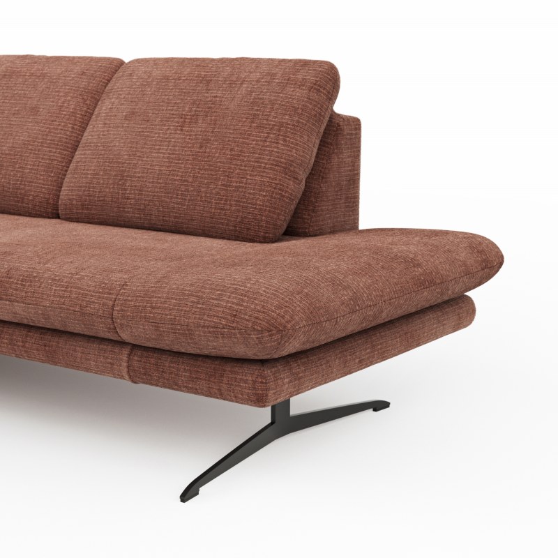 Ecksofa Hubertus - Longchair links mit 2-Sitzer, Rückenlehne/Armlehne verstellbar, Stoff, Rost