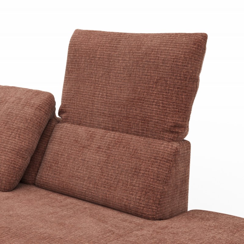 Ecksofa Hubertus - Longchair links mit 2-Sitzer, Rückenlehne/Armlehne verstellbar, Stoff, Rost